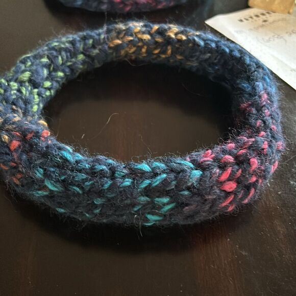 Hand Crafted stretch 100% wool headband turquoise green mocha pink navy Medium - Picture 10 of 11